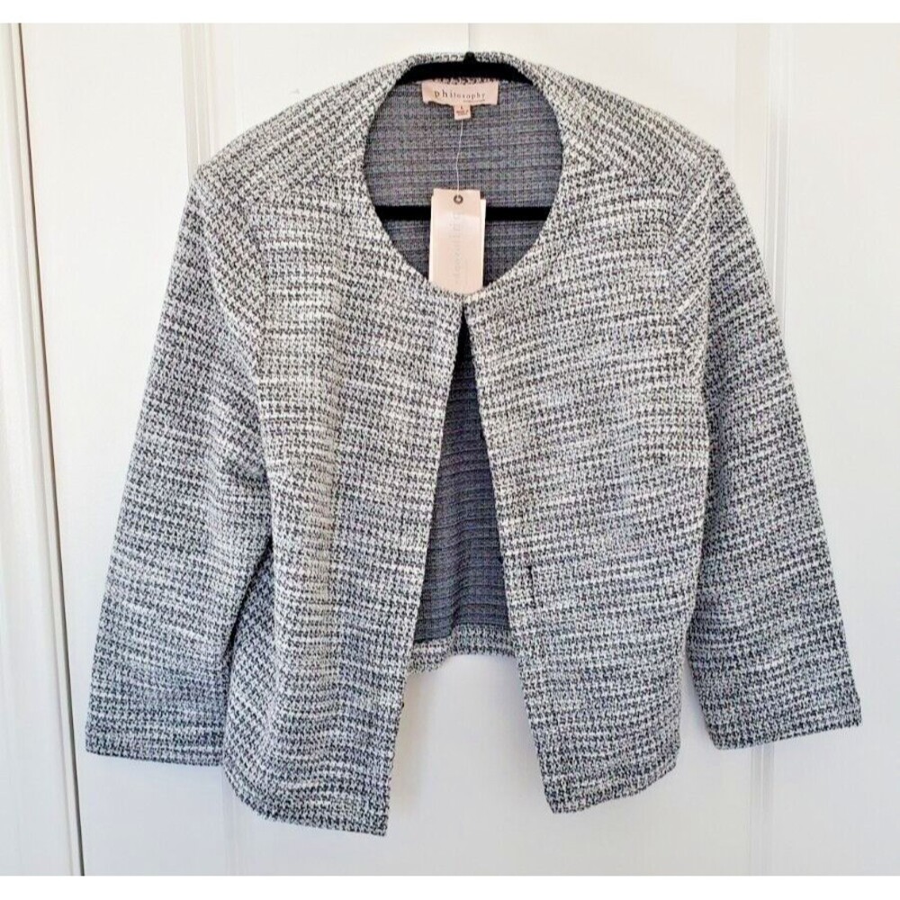 Philosophy Tweed Jacket Black/White Size Large NWT FS